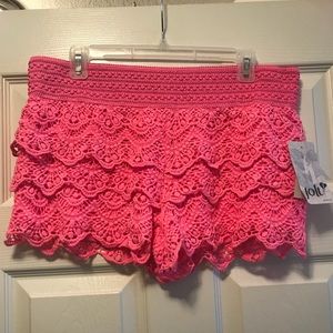 Pink jolt stretch lace shorts